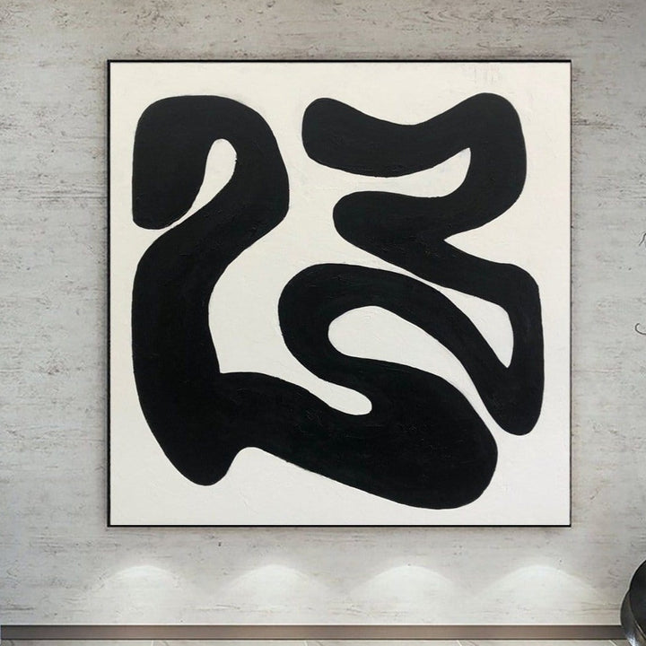 Black And White Canvas Black Lines on White on Canvas Abstract Black And White Oil Painting Black and White Wall Art Black Wall Decor | BLACK ON WHITE