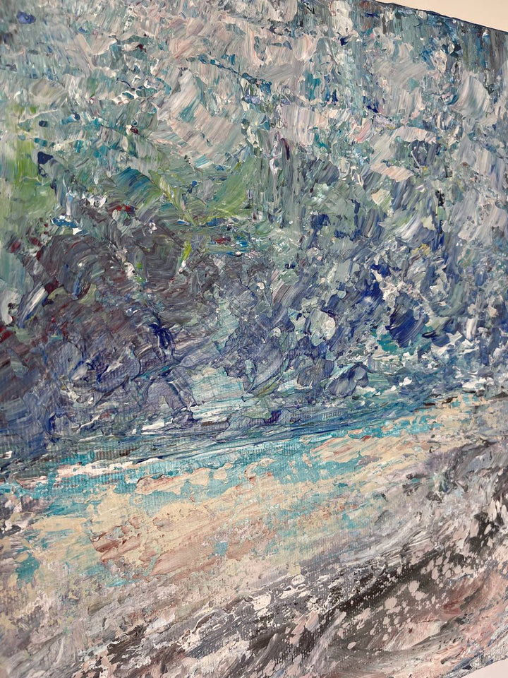Original Rainy Paintings On Canvas Abstract Beach Creative Colorful Artwork Modern Texture Oil Painting Wall Art for Home | RAINY BEACH - trendgallery.ca
