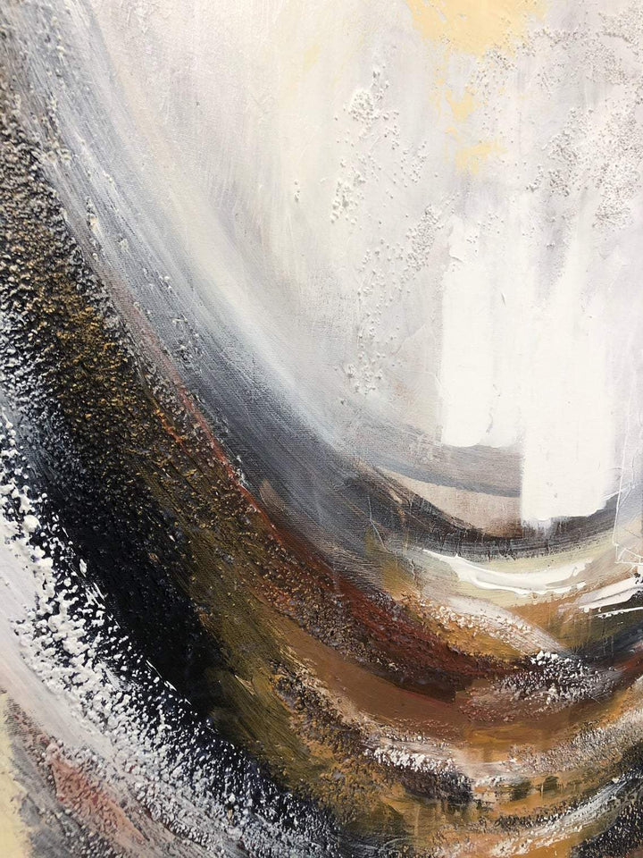 Large Abstract Acrylic Beige Painting Brown Wall Art Modern Original Wall Decor | RIVER OF LIFE - trendgallery.ca