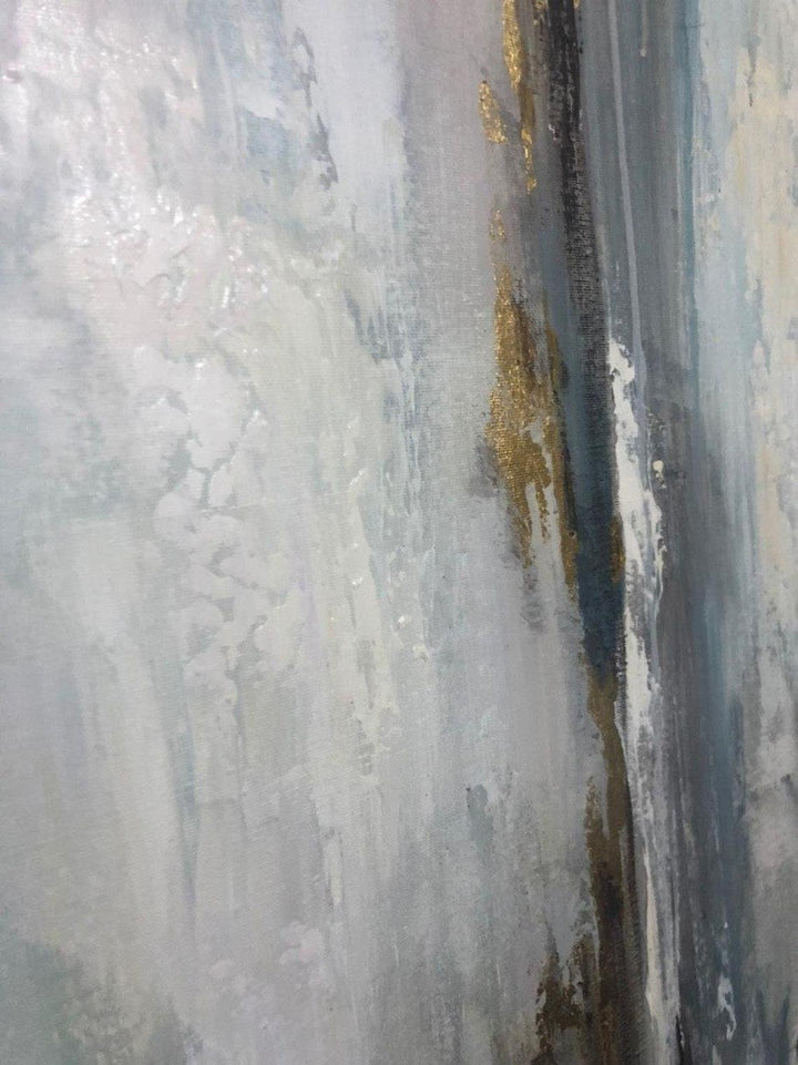 Abstract Oil Painting Oversized Painting Gray Painting Gold Leaf Painting | SPRING THAW - trendgallery.ca