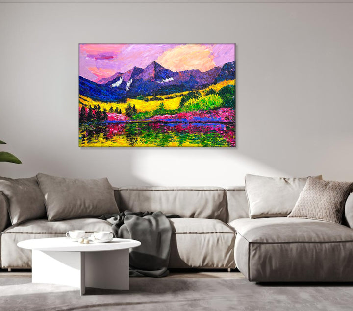 Colorful Abstract Painting Landscape Painting On Canvas Frame Painting Modern Painting Acrylic Oil Canvas Painting Office Painting | MAJESTIC MEADOWS 48"x72"