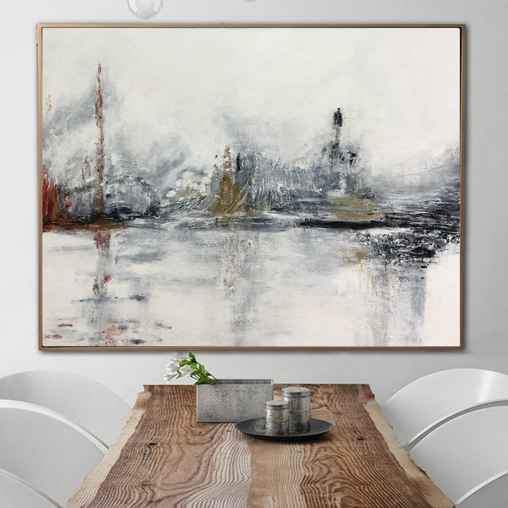 Large Abstract Paintings On Canvas In Gray And White Colors Original 40x60 Wall Art Modern Mountings Painting Neutral Wall Art | TOWN SQUARE - trendgallery.ca