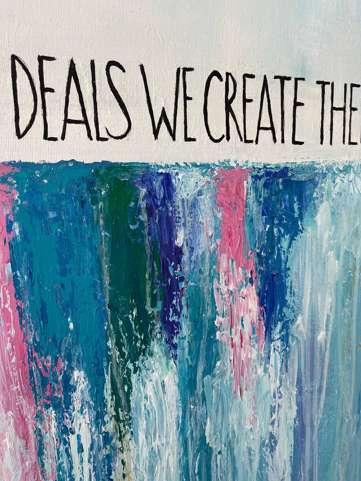 Abstract Waterfall Oil Painting Colorful Motivational Wall Art Original Modern Artwork for Office | GREAT DEALS - trendgallery.ca