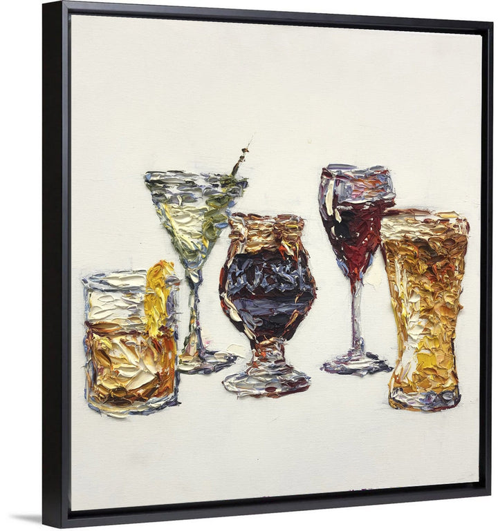 Large Alcoholic Cocktails Painting Colorful Glasses Oil Painting | FRIDAY NIGHT
