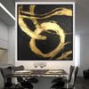 Black Painting Original Painting Gold Leaf Paintings On Canvas Abstract Artwork for Hotel Decor | GOLDEN THREADS - trendgallery.ca