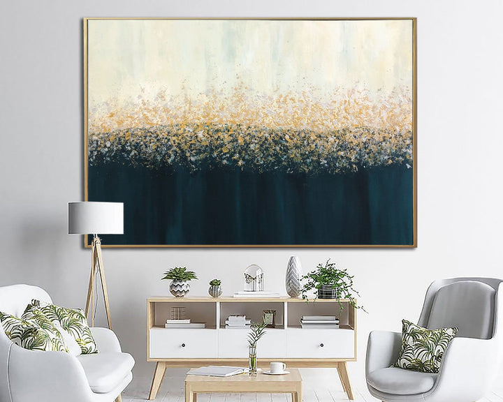 Abstract Expressionist Paintings On Canvas In Blue, White And Yellow Colors Oil Painting 30x40 Modern Hand Painted Artwork | ENDLESS HORIZON - trendgallery.ca