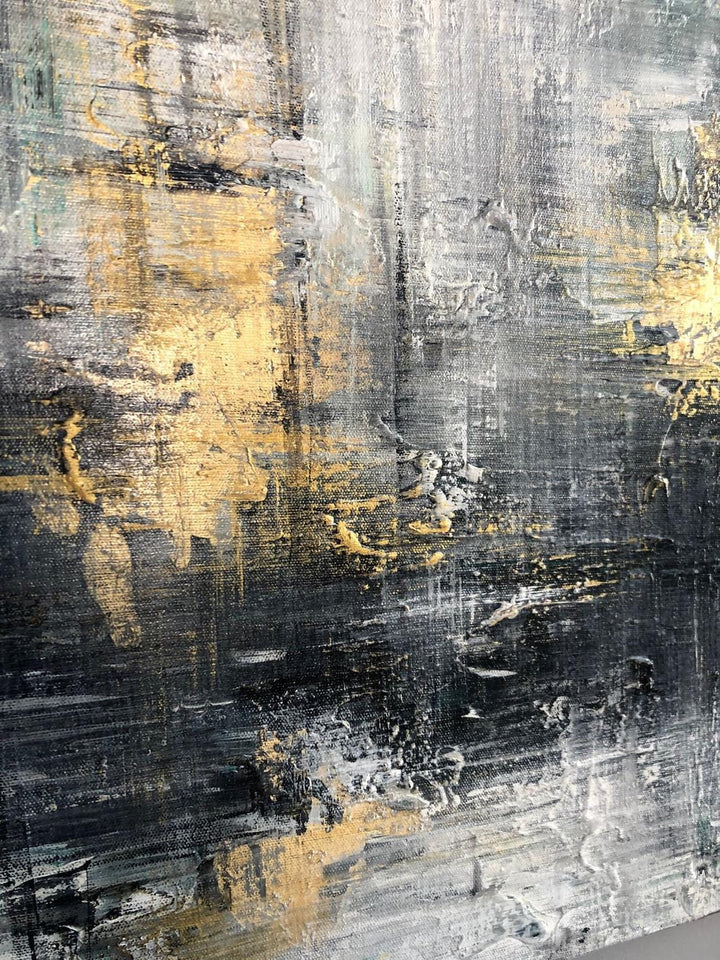 Abstract Art Black And White Painting Original Painting Gold Leaf Paintings | SHADOWS OF THE PAST - trendgallery.ca