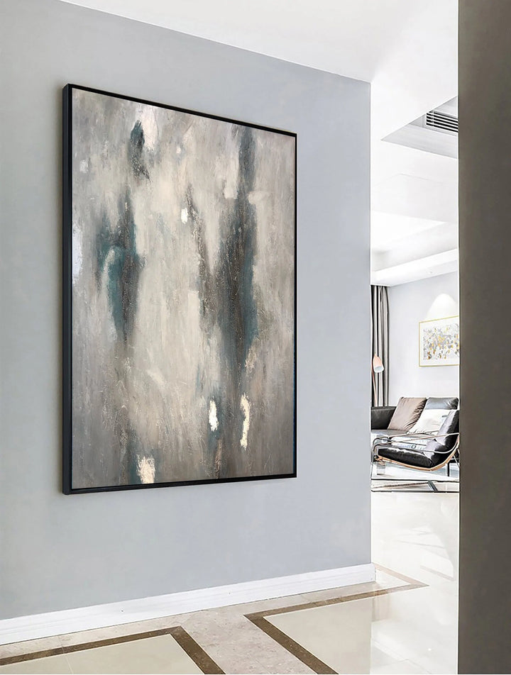 Large Gray Abstract Wall Art Aesthetic Painting 40x30 Expressionist Art Modern Decor Acrylic Painting New Apartment Gift Wall Decor | SILVER SPACE