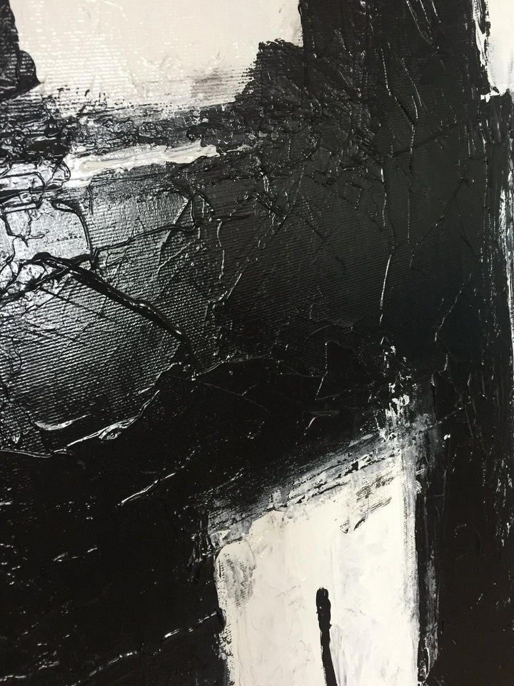 Original Oil Abstract Black And White Painting Textured Wall Art Franz Kline style | THE MIND'S POWER - trendgallery.ca