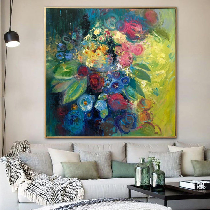 Original Flowers Paintings On Canvas Floral Art Neutral Artwork Colorful Bouquet Painting Textured Art Hand Painted Wall Art | SPRING BOUQUET