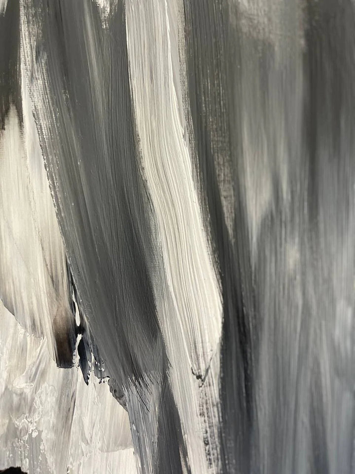 Abstract Avalanche Painting On Canvas Original Snow Wall Art Black And White Creative Modern Handmade Painting | SNOW AVALANCHE