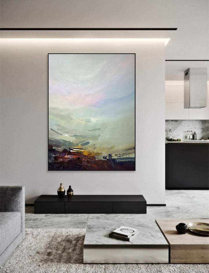 Abstract Colorfull Paintings On Canvas Abstract Minimalist Landscape Art Handmade Painting for Home Wall Decor | DEPTH OF NATURE 281 39.4"x27.5"