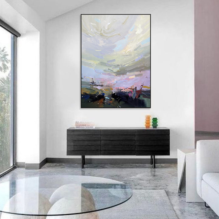 Original Abstract Colorfull Paintings On Canvas Abstract Beige And Pink Landscape Art Textured Handmade Painting Wall Decor | DEPTH OF NATURE 280 36.6"x27.5"
