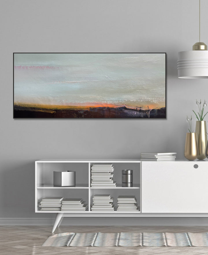 Large Beige Oil Paintings On Canvas Custom Acrylic Painting Original Unique Wall Art for Home Decor | DEPTH OF NATURE 231 20.8"x49.2"