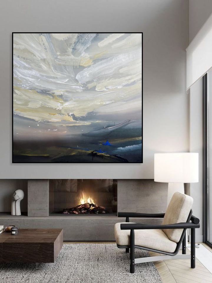 Original Abstract Colorful Paintings On Canvas Modern Textured Artwork Neutral Colors Handmade Oil Painting Wall Decor | DEPTH OF NATURE 257 39.4"x37.4"