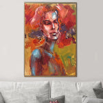 Abstract Woman Painting Canvas Red Wall Art Sexy Figurative Art Abstract Portrait Art Ginger Girl Painting Contemporary Art for Fireplace | REDHEAD