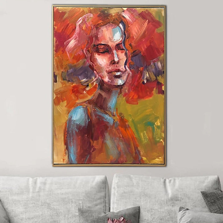 Abstract Woman Painting Canvas Red Wall Art Sexy Figurative Art Abstract Portrait Art Ginger Girl Painting Contemporary Art for Fireplace | REDHEAD - trendgallery.ca