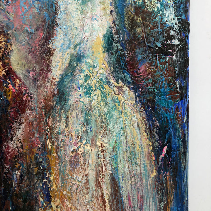 Large Abstract Figurative Canvas Painting in Blue, Red and Green Colors Original Abstract Human Fine Art | FAMILY UNITY - trendgallery.ca