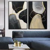 Oversize Abstract Paintings On Canvas Black And White Wall Art Set Of 2 Acrylic Painting for Hotel Wall Decor | MOVEMENT OF SPIRITS - trendgallery.ca