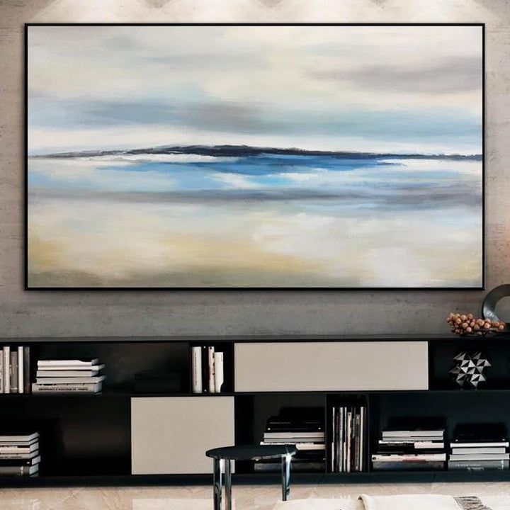 White Painting Blue Painting Abstract Acrylic Painting On Canvas | PIECE OF PARADISE - trendgallery.ca