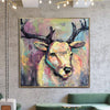 Abstract Deer Art Canvas Original Animal Painting Vibrant Wall Art Heavy Textured Art Commissioned Oil Painting Wall Hanging Decor | WILD DEER - trendgallery.ca
