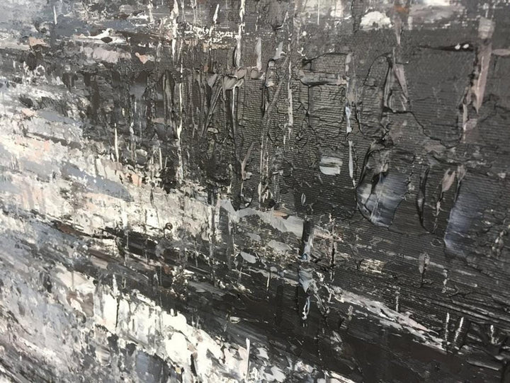 Abstract Oil Painting Oversized Artwork Black And White Painting On Canvas | FOGGY MORNING - trendgallery.ca