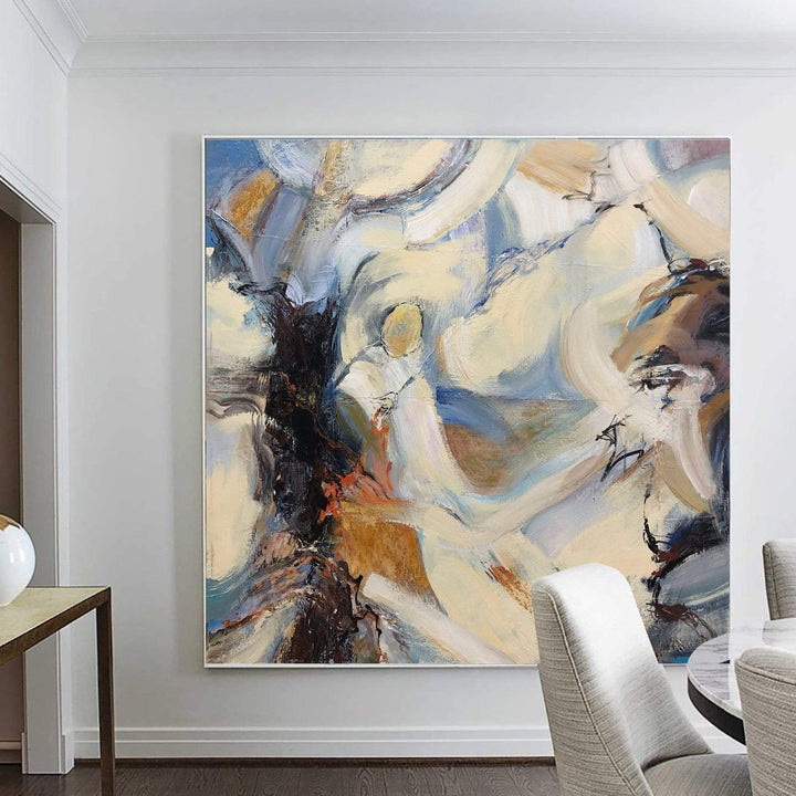 Original Abstract Expressionist Painting On Canvas Pastel Color Wall Art Abstract Fine Art Acrylic Beige Artwork | SKY HAVEN - trendgallery.ca