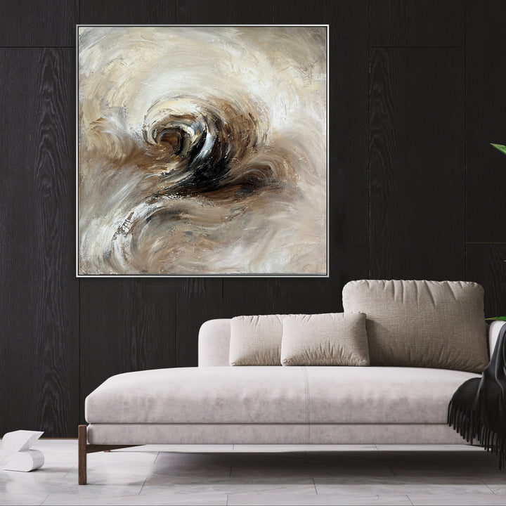 Abstract Beige Wall Art Modern Painting Original Fine Art Painting Modern Painting Acrylic Oil Canvas Painting Home Decor Wall Art | IVORY CYCLONE 40"x40"