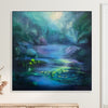 Abstract Lake Paintings On Canvas Colorful Unique Painting Contemporary Art Night Nature OIl Painting Modern Wall Art for Home Decor | MIDNIGHT SERENITY