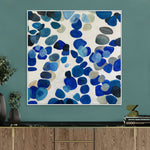Original Abstract Blue Paintings On Canvas, Abstract Blue Stones Art, Modern Minimalist Oil Painting, Texture Acrylic Art for Home Decor | BLUE STONES