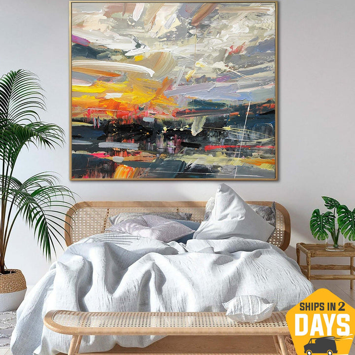 Large Original Abstract Colorful Paintings On Canvas Hand Painted Art Textured Painting Expressinist Art | DEPTH OF NATURE 66 35.43"x39.37" - Trend Gallery Art | Original Abstract Paintings