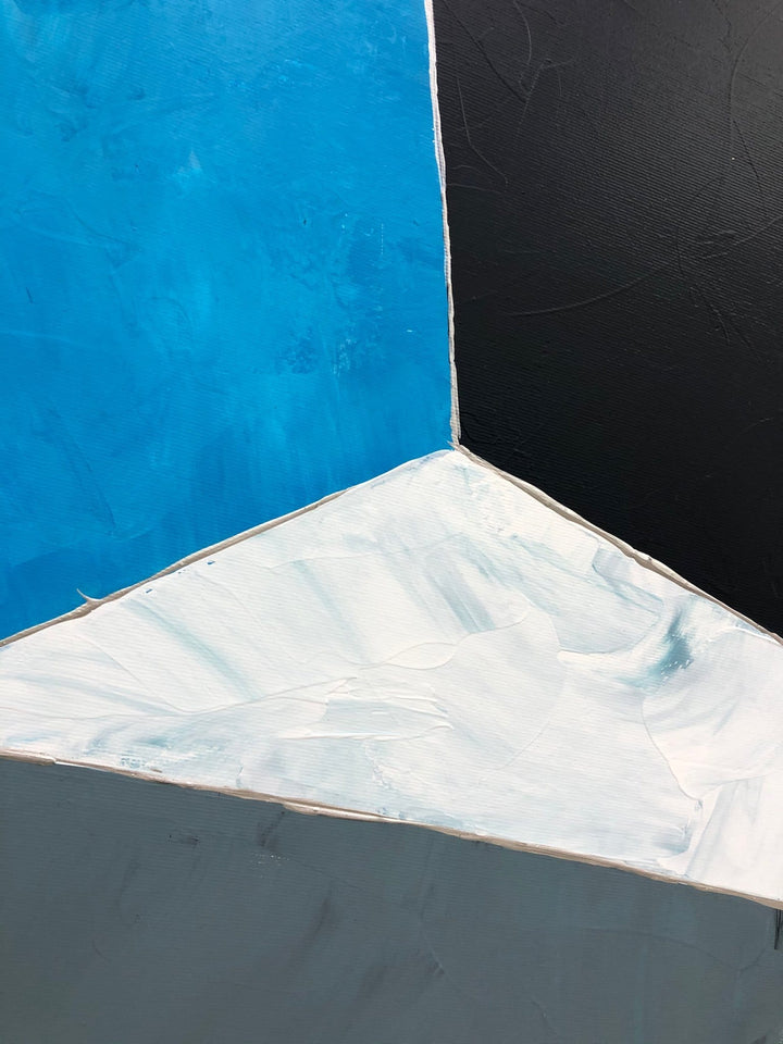 Large Blue Painting on Canvas Blue Abstract Painting Original Art Minimalist Painting Geometric Wall Art Decor | GEOMETRY OF LOVE