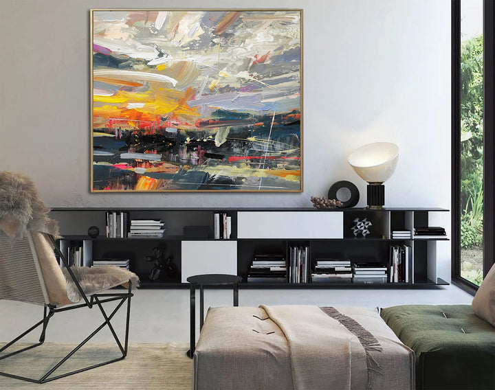 Large Original Abstract Colorful Paintings On Canvas Hand Painted Art Textured Painting Expressinist Art | DEPTH OF NATURE 66 35.43"x39.37" - Trend Gallery Art | Original Abstract Paintings