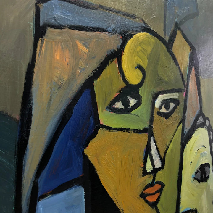 Abstract Faces Painting Picasso Style Paintings on Canvas Cubism Wall Art Modern Figurative Painting Textured Hand Painted Artwork | INNER CIRCLE - trendgallery.ca