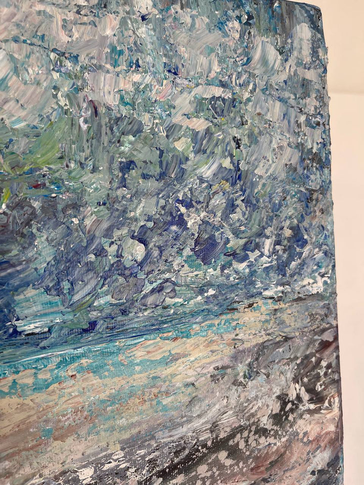 Original Rainy Paintings On Canvas Abstract Beach Creative Colorful Artwork Modern Texture Oil Painting Wall Art for Home | RAINY BEACH - trendgallery.ca