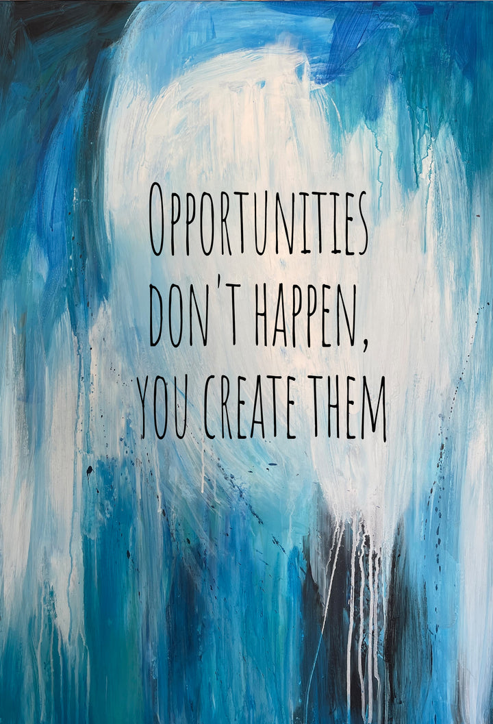 Original Light Blue Acrylic Painting Motivational Artwork Textured Modern Wall Art Decor for Home | OPPORTUNITIES - trendgallery.ca