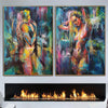 Large Original Abstract Figurative Set Of 2 Paintings On Canvas Woman Art Vivid Wall Art Textured Wall Decor | TWINS - trendgallery.ca