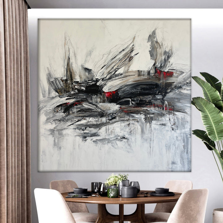 Abstract Black And White Paintings On Canvas, Abstract Contemporary Ary, Modern Handmade Art Acrylic Oil Painting Wall Decor for Home | THE PIRATE SHIP