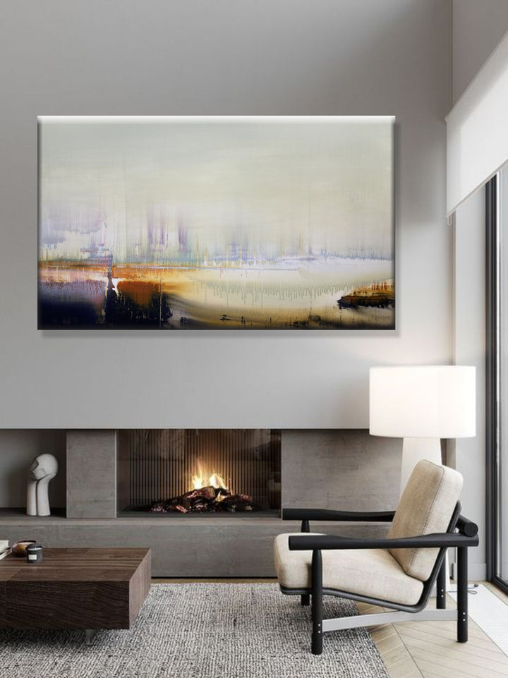 Original Abstract Landcape Paintings On Canvas Creative Colorful Minimalist Artwork in Neutral Colors Acrylic Oil Painting Home Decor | STRUCTURE 7 29.5"x49.2"