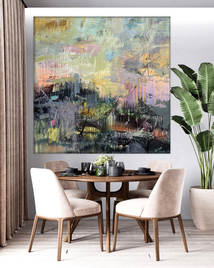 Abstract Colorful Paintings On Canvas Original Oil Painting Modern Textured Acrylic Artwork for Home Wall Decor | DEPTH OF NATURE 216 48.4"x42.3"