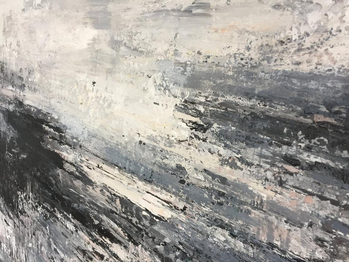 Abstract Oil Painting Oversized Artwork Black And White Painting On Canvas | FOGGY MORNING - trendgallery.ca