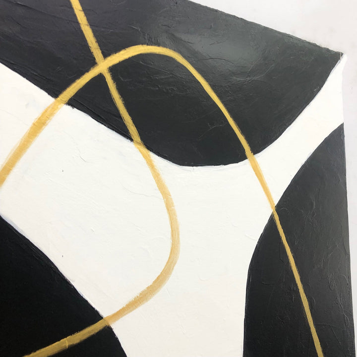 Abstract Black And White Wall Art Minimalist Paintings On Canvas Abstract Golden Lines Art Wall Painting Modern Fine Art | GOLDEN ROUTH - trendgallery.ca
