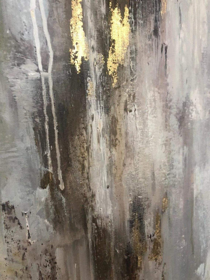Abstract Paintings On Canvas Original Gray Painting Original Gold Leaf Painting | SPRING THAW - trendgallery.ca