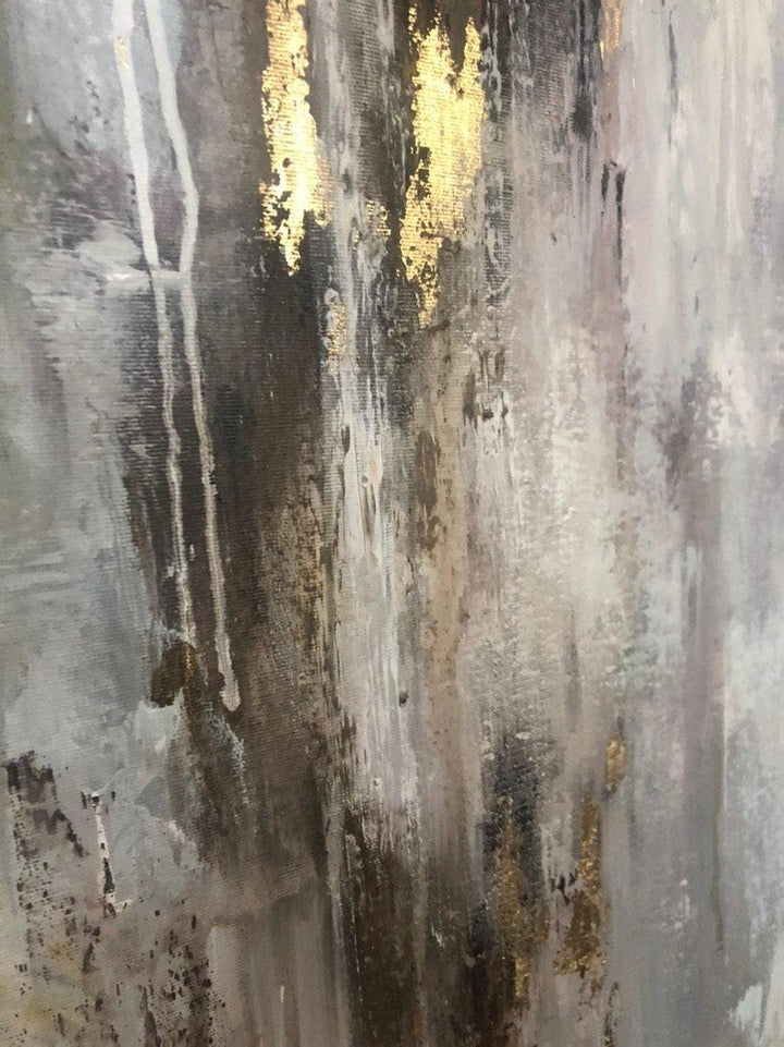 Abstract Oil Painting Oversized Painting Gray Painting Gold Leaf Painting | SPRING THAW - trendgallery.ca