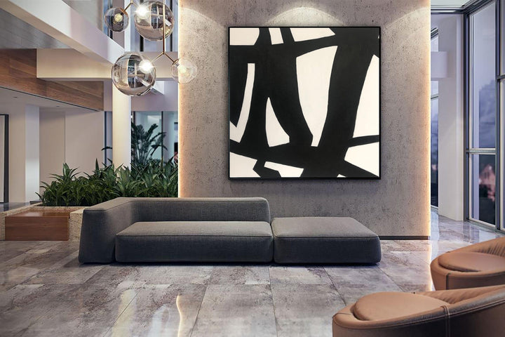 Large Abstract Art Hand Art Black Canvas Art White Franz Kline style | ROAD OF CHANGE - trendgallery.ca