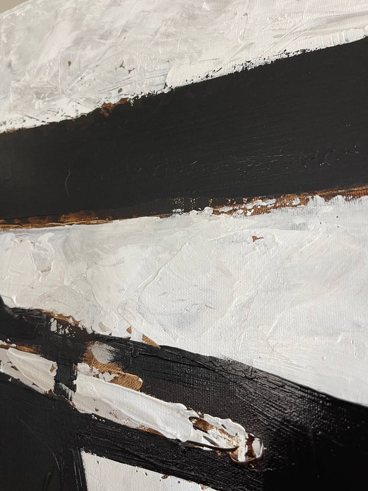 Modern Black Figures Oil Painting Artwork Orginal Wall Art Modern Abstract Decor for Bedroom | BLACK TUNNEL 32"x32"