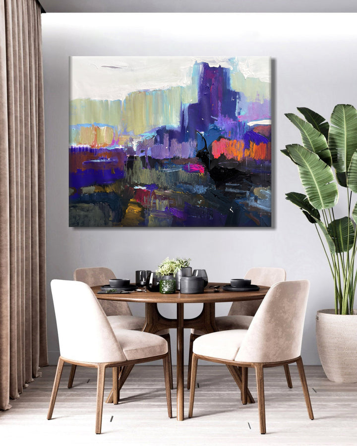 Original Abstract Purple Mountains Paintings On Canvas Creative Colorful Acrylic Painting Minimalist Art for Home Decor | DEPTH OF NATURE 314 39.4"x47.2"