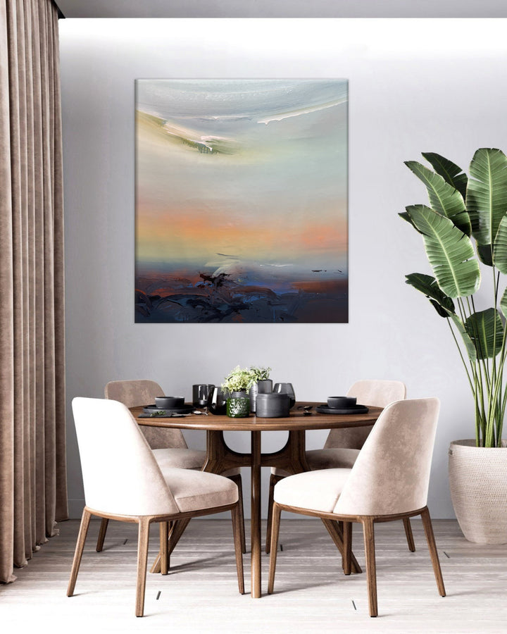 Large Abstract Colorful Sunset Paintings On Canvas Abstract Orange Minimalist Art Handmade Wall Art Home Decor | DEPTH OF NATURE 309 39.4"x35.4"