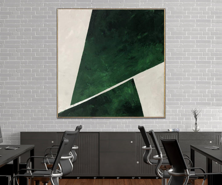 Large Green Abstract Painting Abstract Green Art on Canvas Original Modern Wall Art White and Green Art Geometric Wall Art | GREEN GEOMETRY - trendgallery.ca
