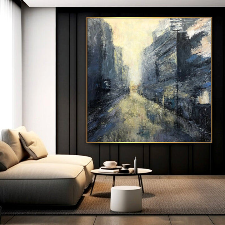 Abstract City Painting on Canvas Modern Cityscape Wall Art Original Oil Painting Contemporary Wall Art Heavy Textured Art for Home Decor | STREETS OF LONDON